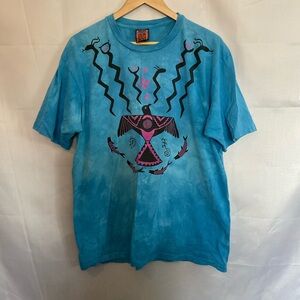 Vintage 90s Dagoli Single Stitch Tie Dye Ancient Cave Art Graphic Tee